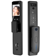 Tuya WiFi Smart Lock with 3D Face Recognition and Cat's Eye Capture, Fingerprint, Password, Card, Key Access, Mobile App Control, Home Security Black